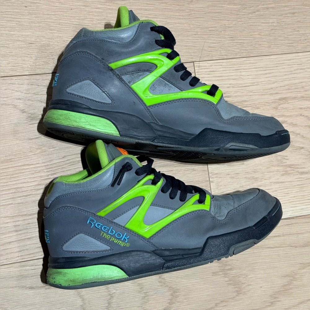Reebok Nano Pump Fusion Gray and Lime Athletic Sneakers